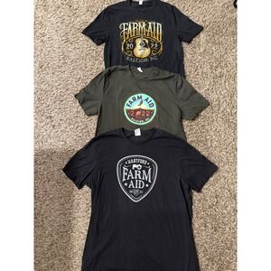 Lot of 3 Farm Aid Concert T-Shirts 2021 2022 Raleigh Hartford Organic XL & M